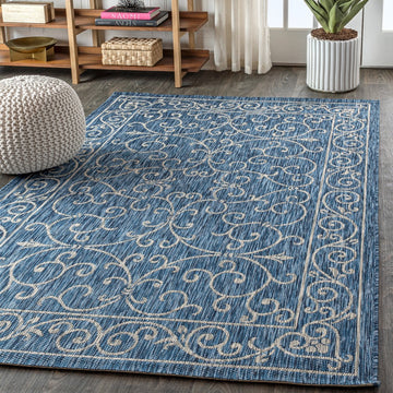 Charleston Vintage Filigree Textured Weave Indoor/outdoor Area Rug